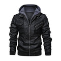 Faux Leather Hooded Jacket for Men