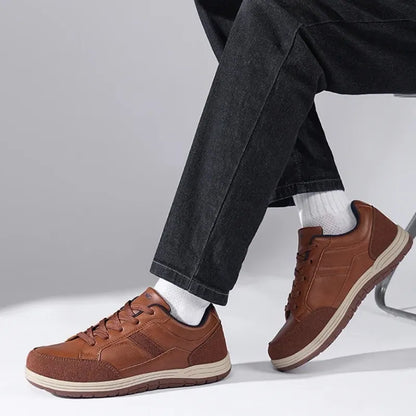 PU Synthetic Leather Sneakers with Comfort Grip Sole for Men